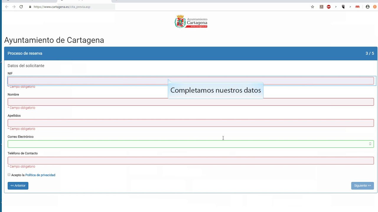 cita previa empadronamiento cartagena